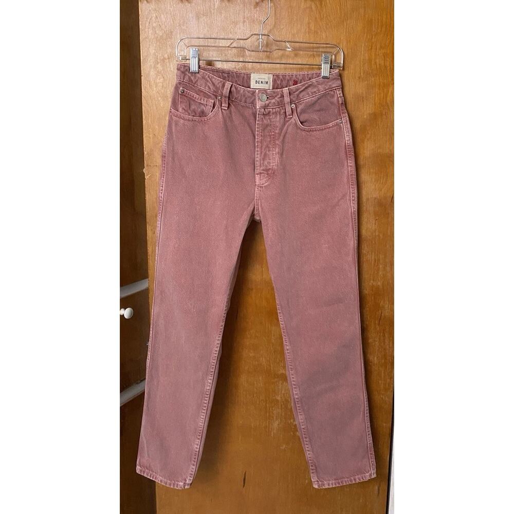 SEZANE BRUT SEXY Straight Leg Jeans Rose Stonewashed Vintage PINK Denim Sz 28 - Picture 2 of 8